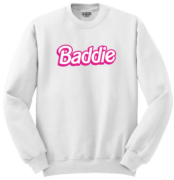 Baddie Bad Girl Unisex Crewneck Sweatshirt White