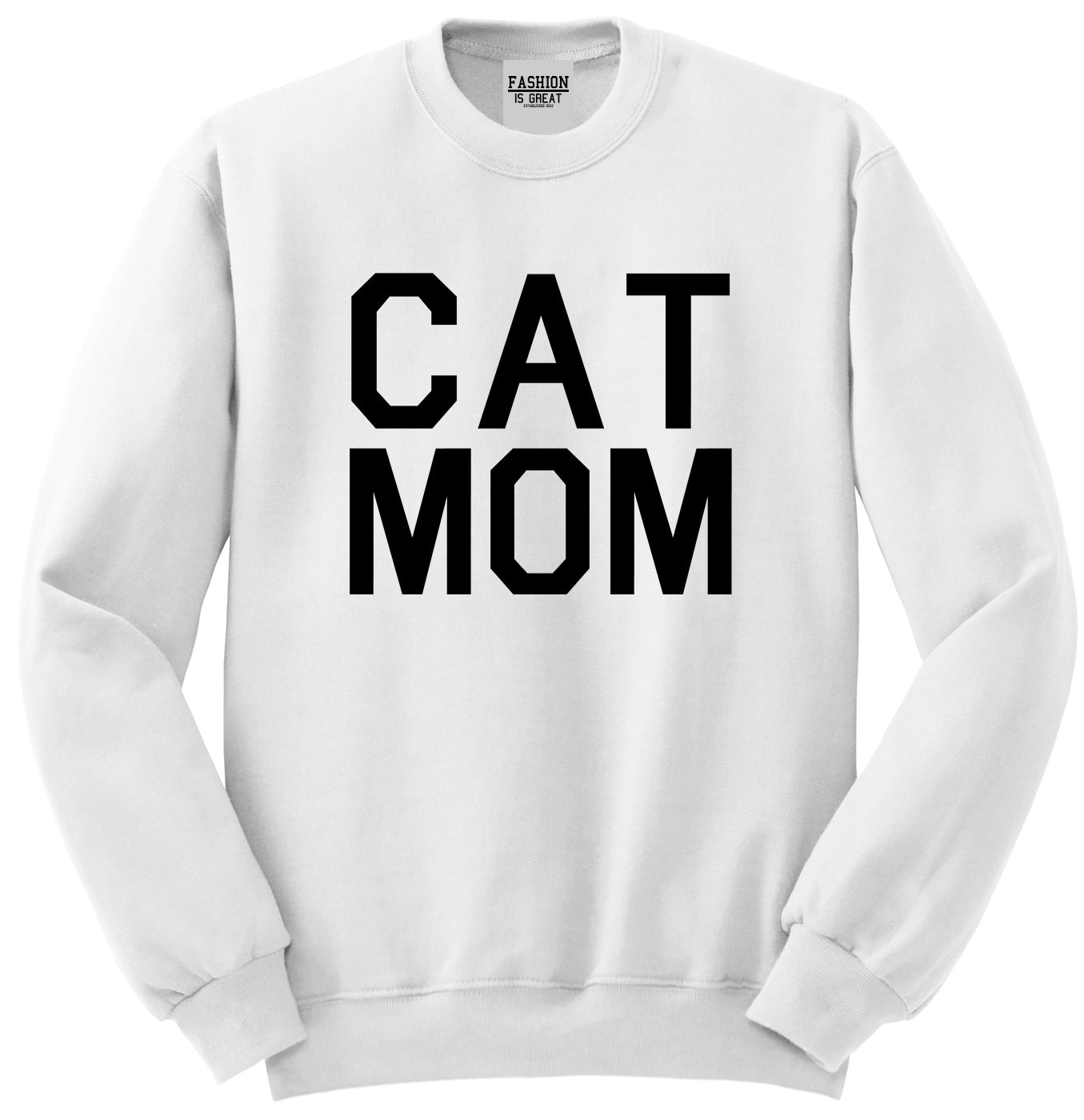 Cat Mom Cat Mother White Crewneck Sweatshirt