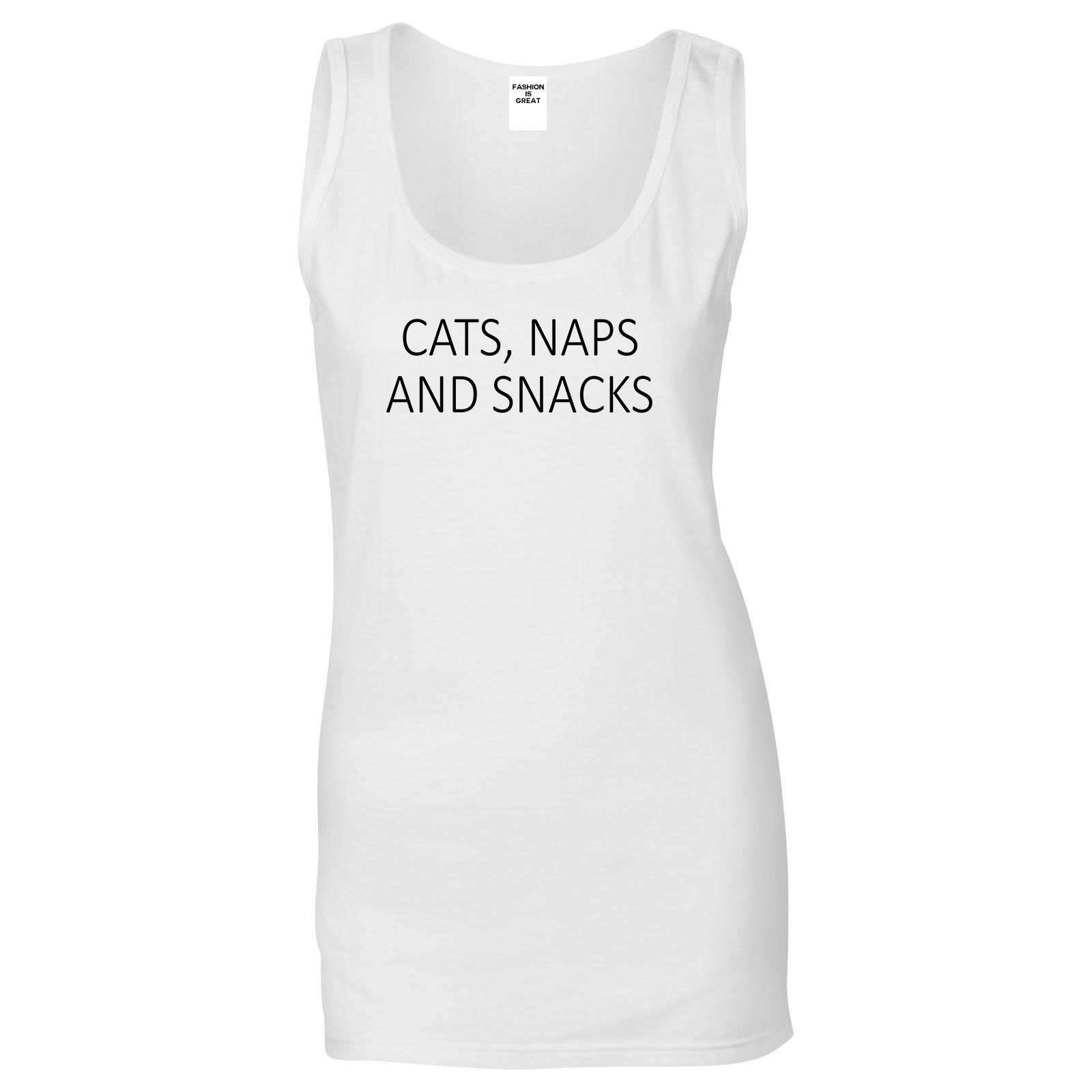 Cats Naps And Snacks Cat Lover Womens Tank Top Shirt White