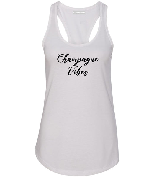 Champagne Vibes Only White Womens Racerback Tank Top