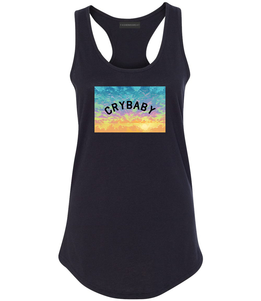 Crybaby Tie Dye Box Black Womens Racerback Tank Top