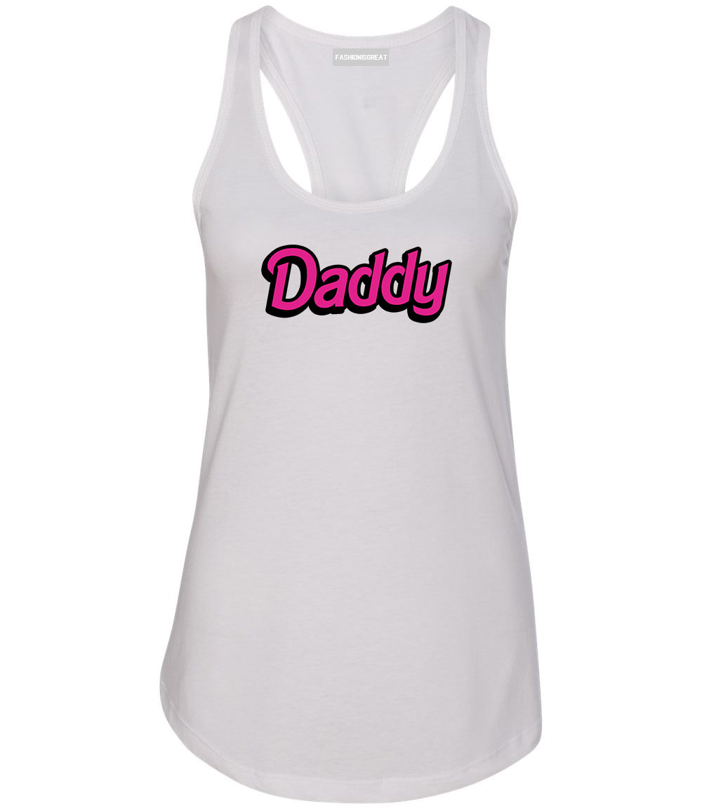 Daddy Pink Womens Racerback Tank Top White