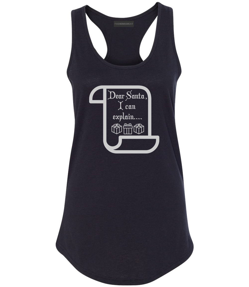 Dear Santa Explain Xmas Sweater Black Racerback Tank Top