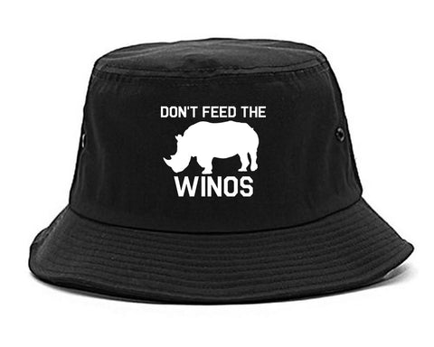 Dont Feed The Winos Wine Rhino black Bucket Hat