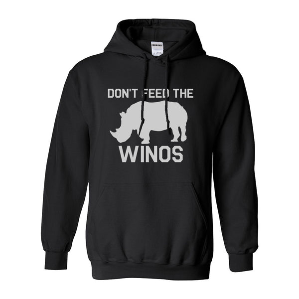 Dont Feed The Winos Wine Rhino Black Womens Pullover Hoodie