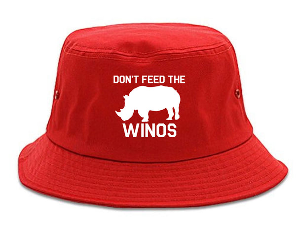 Dont Feed The Winos Wine Rhino red Bucket Hat
