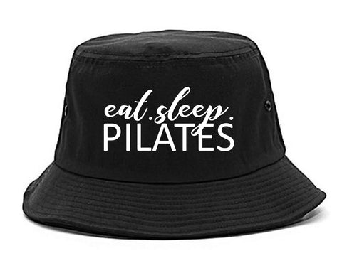 Eat Sleep Pilates Yoga Black Bucket Hat