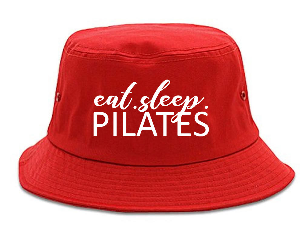 Eat Sleep Pilates Yoga Red Bucket Hat