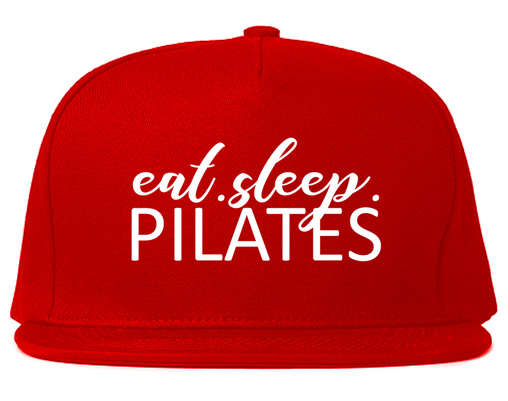 Eat Sleep Pilates Yoga Red Snapback Hat