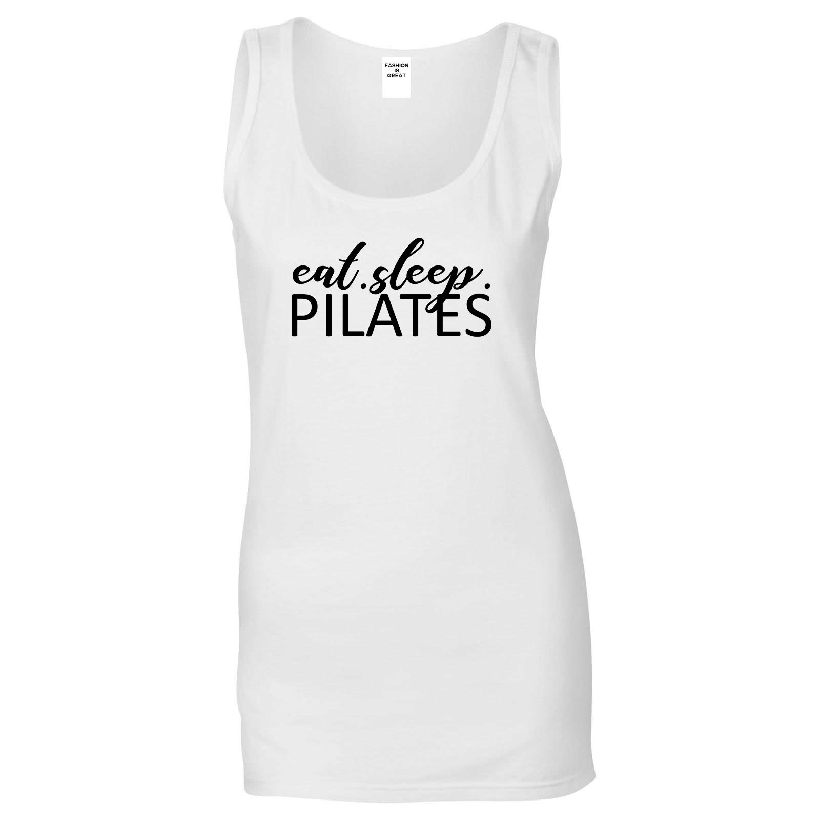 Eat Sleep Pilates Yoga White Tank Top
