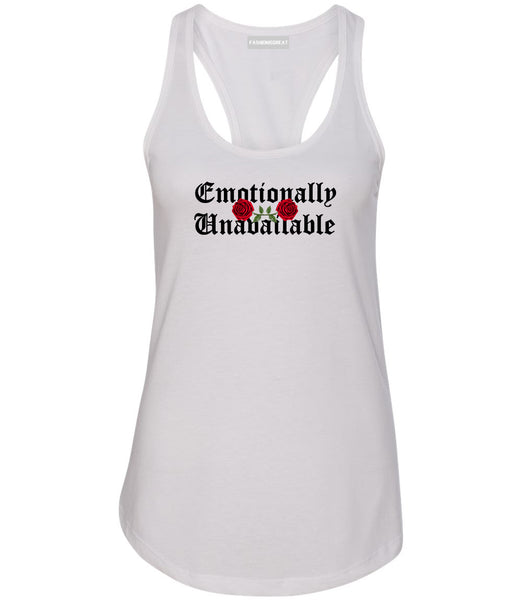 Emotionally Unavailable Roses White Womens Racerback Tank Top
