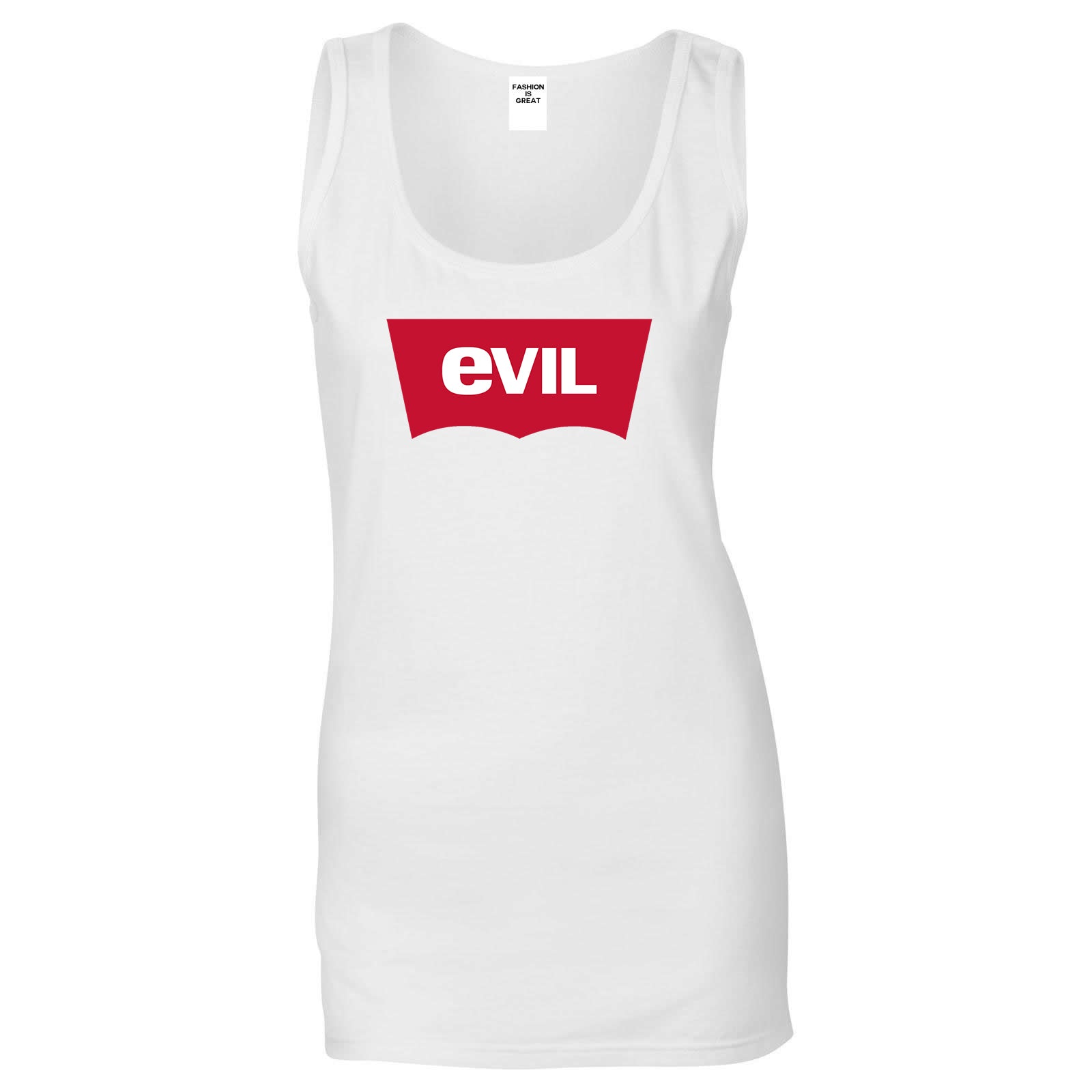 Evil Jeans Logo Womens Tank Top Shirt White