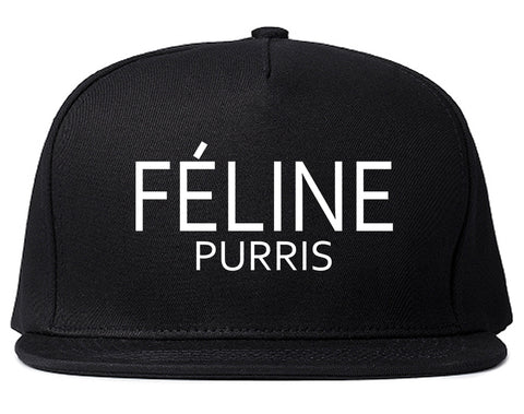 Feline Purris Funny Cat Snapback Hat Black