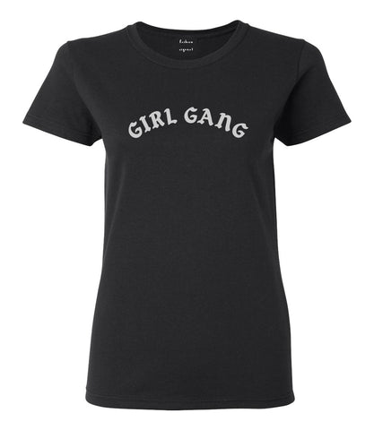 Girl Gang Squad Womens Graphic T-Shirt Black