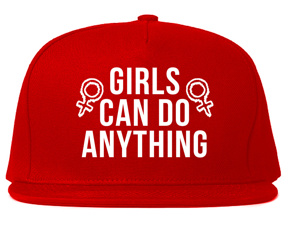 Girls Can Do Anything Feminist Logo Snapback Hat Red
