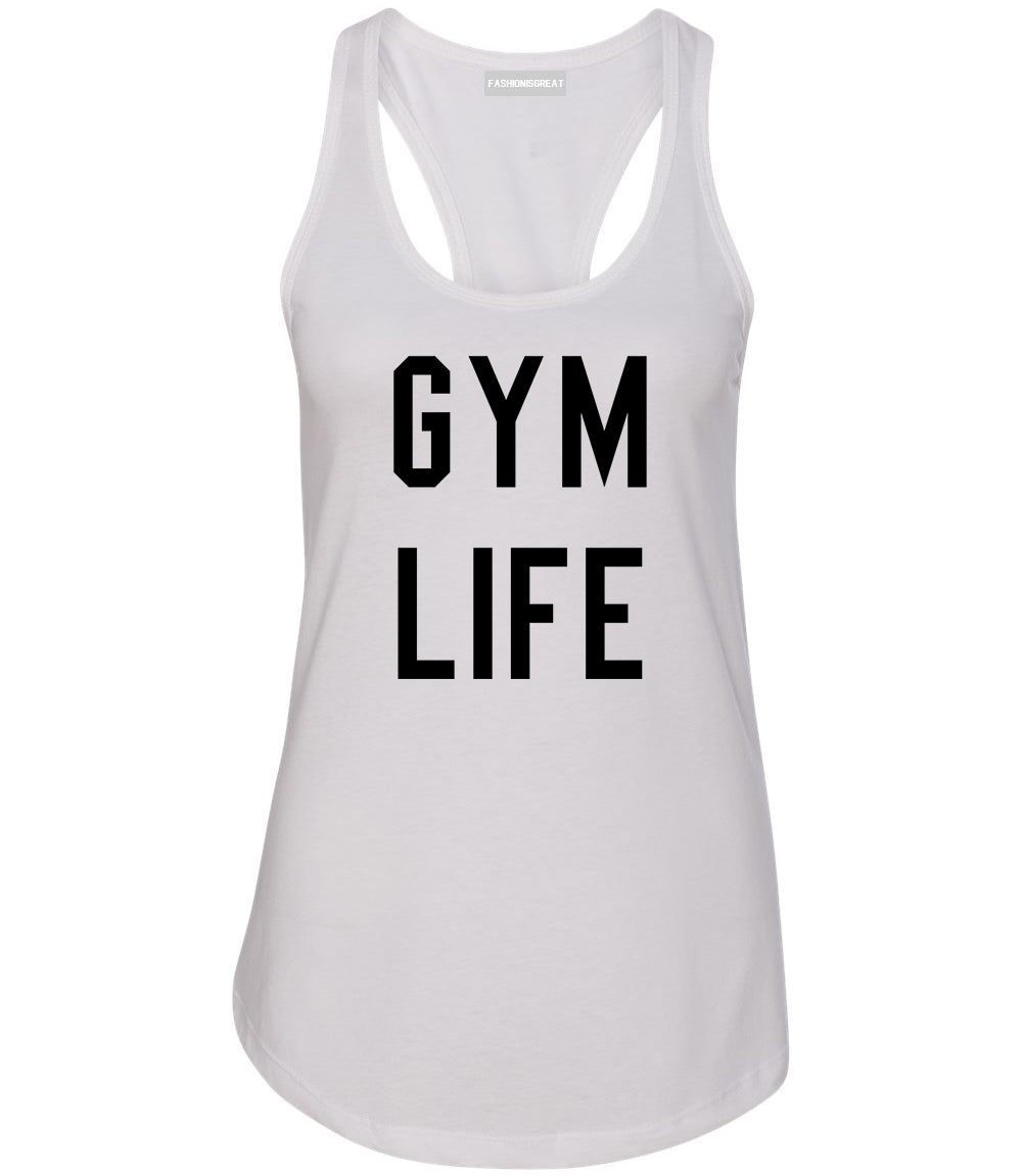 Gym Life White Racerback Tank Top