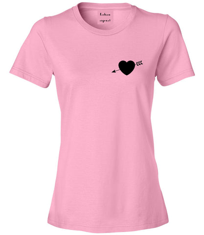 Heart Arrow Cupid Chest Pink Womens T-Shirt