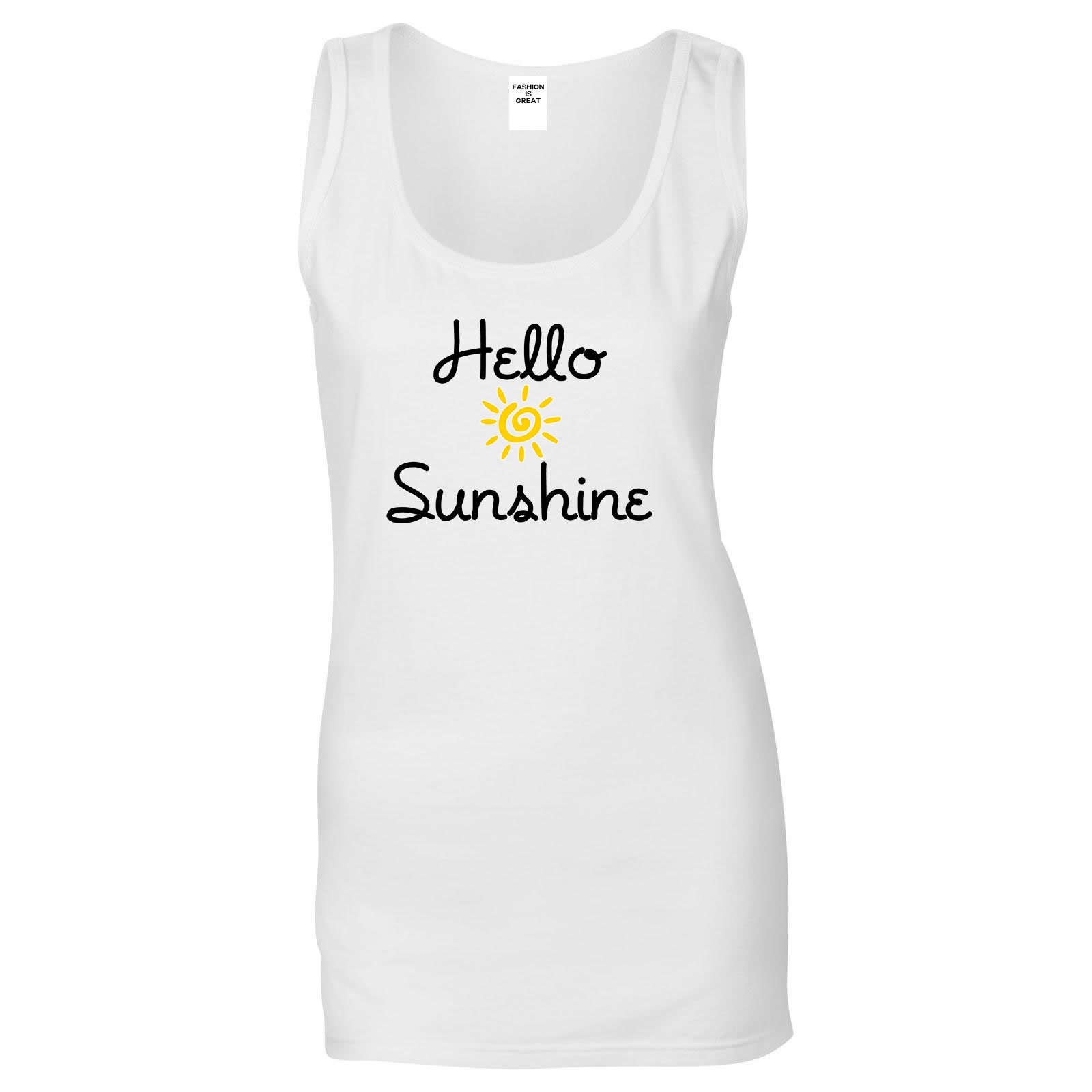 Hello Sunshine Womens Tank Top Shirt White