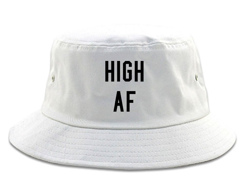 High AF Weed Marijuana Bucket Hat White