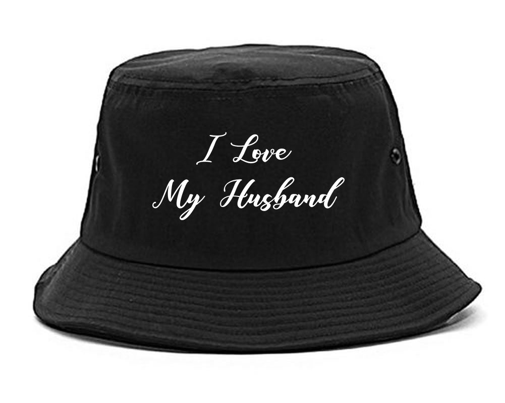 I Love My Husband Mom Gift black Bucket Hat