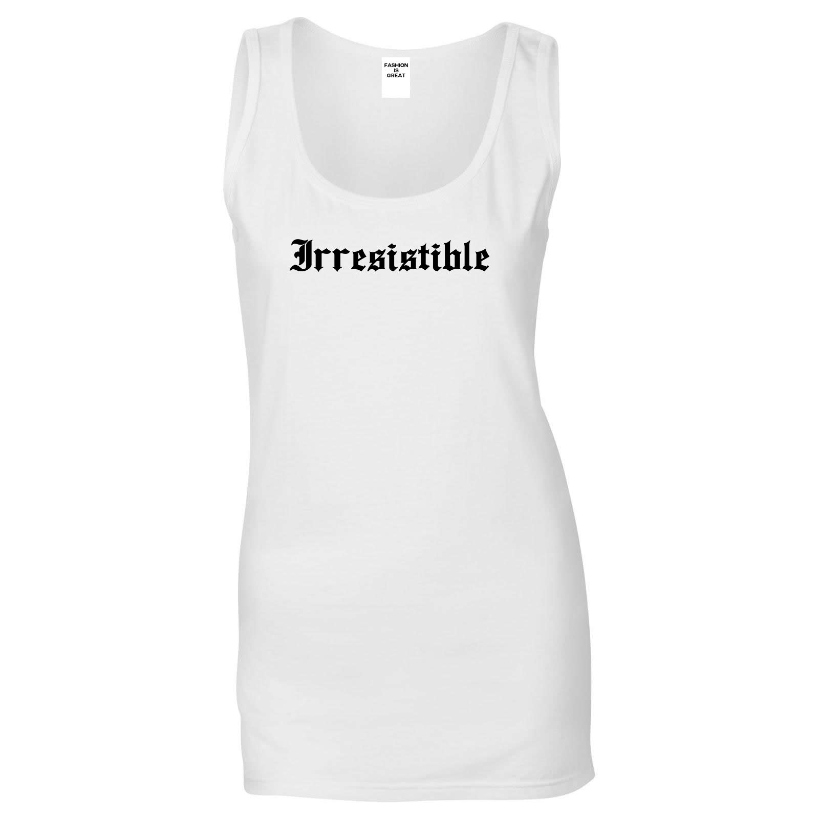 Irresistible Goth Graphic Womens Tank Top Shirt White