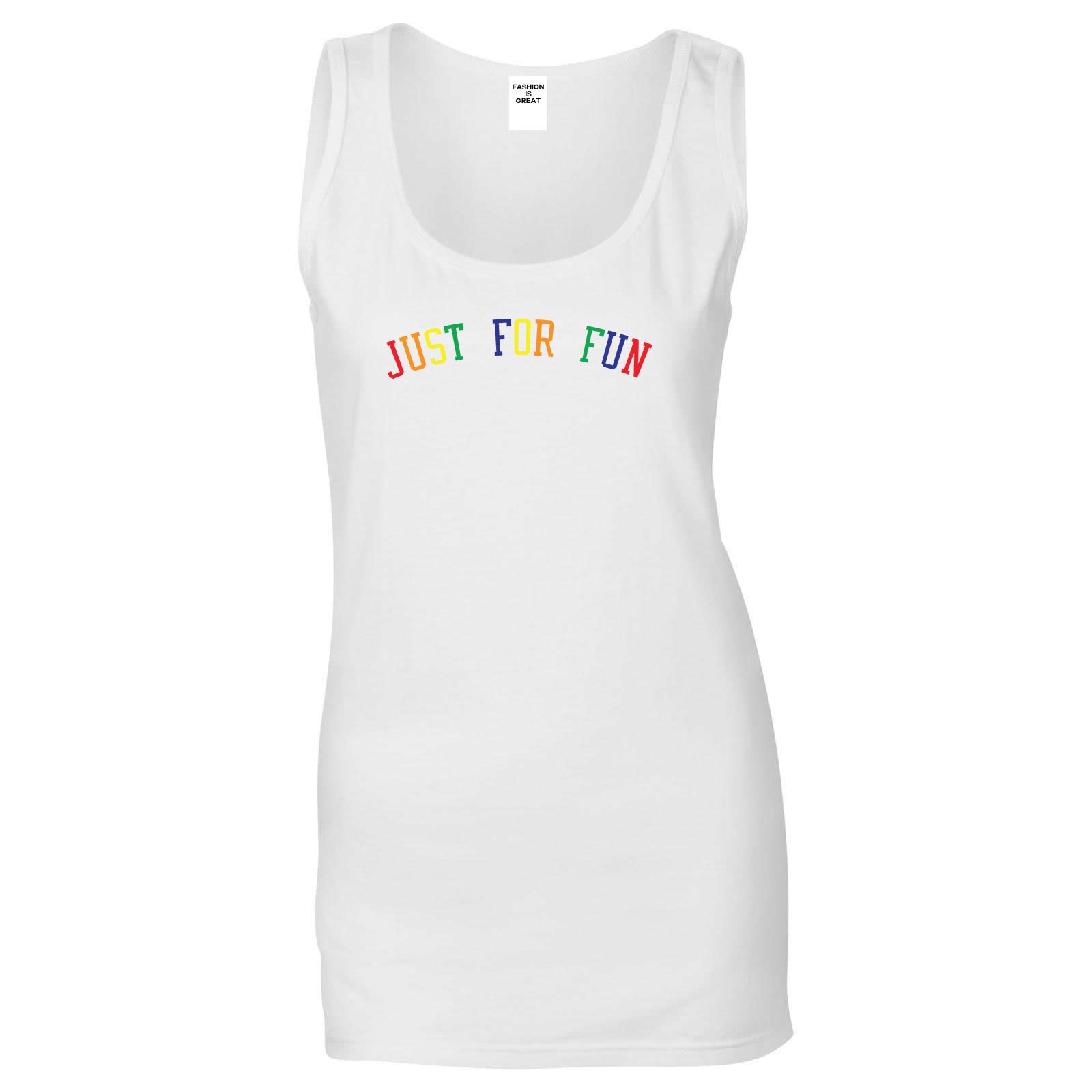 Just For Fun Womens Tank Top Shirt White