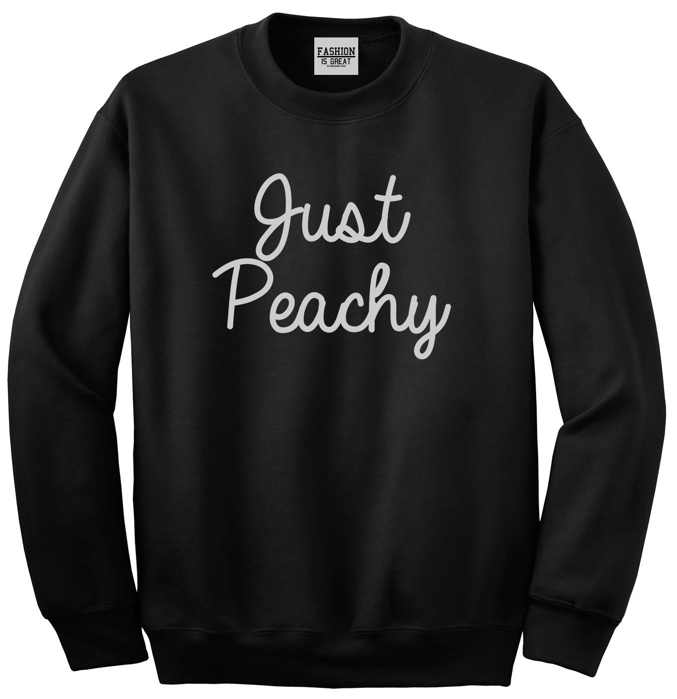 Just Peachy Script Black Crewneck Sweatshirt