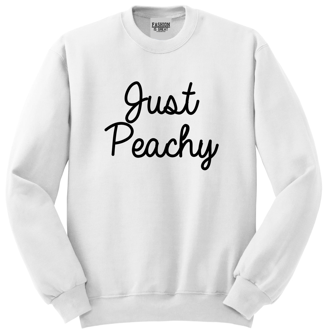Just Peachy Script White Crewneck Sweatshirt
