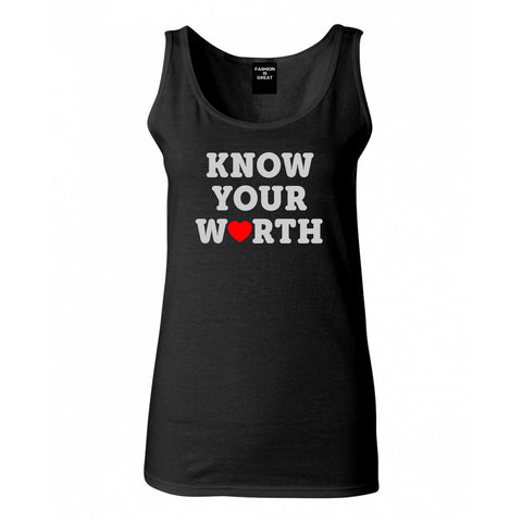 Know Your Worth Heart Womens Tank Top Shirt Black
