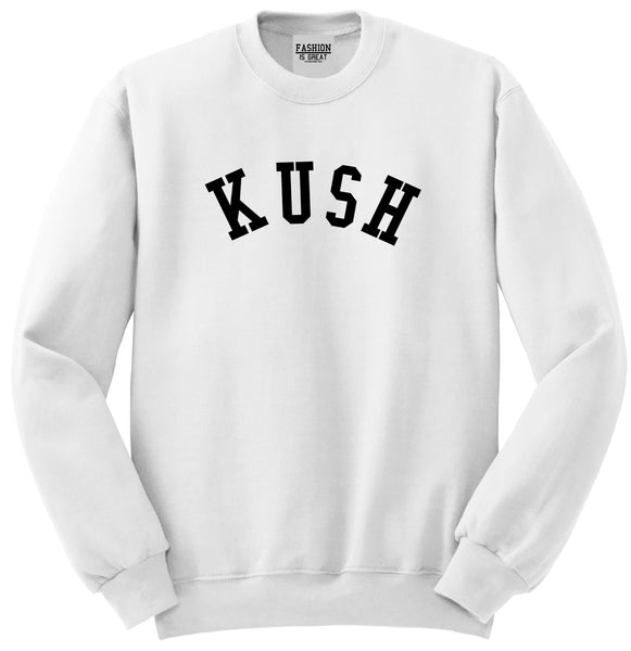 Kush Curved College Weed Unisex Crewneck Sweatshirt White