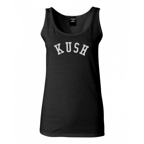Kush Curved College Weed Womens Tank Top Shirt Black