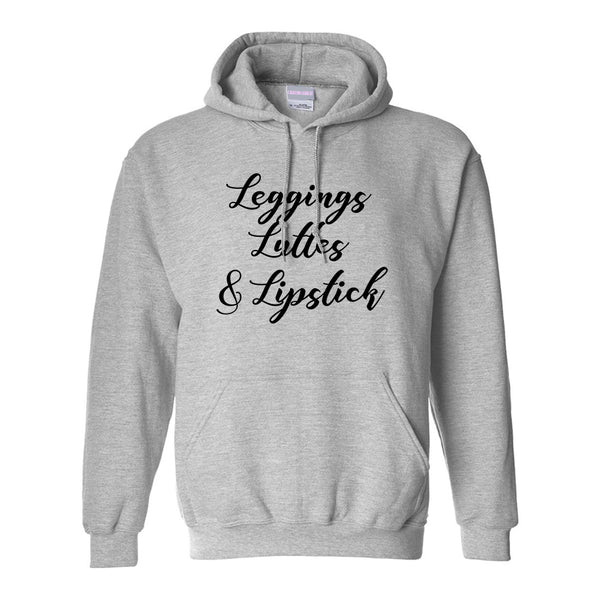 Leggings Lattes And Lipstick Makeup Grey Pullover Hoodie