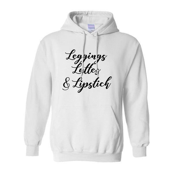 Leggings Lattes And Lipstick Makeup White Pullover Hoodie