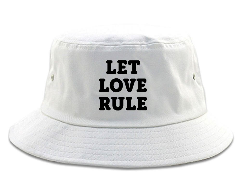 Let Love Rule Graphic Bucket Hat White