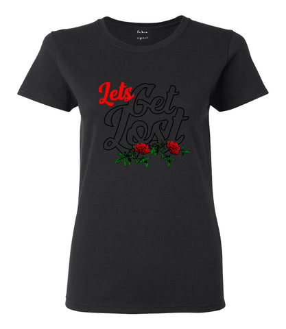 Lets Get Lost Womens Graphic T-Shirt Black