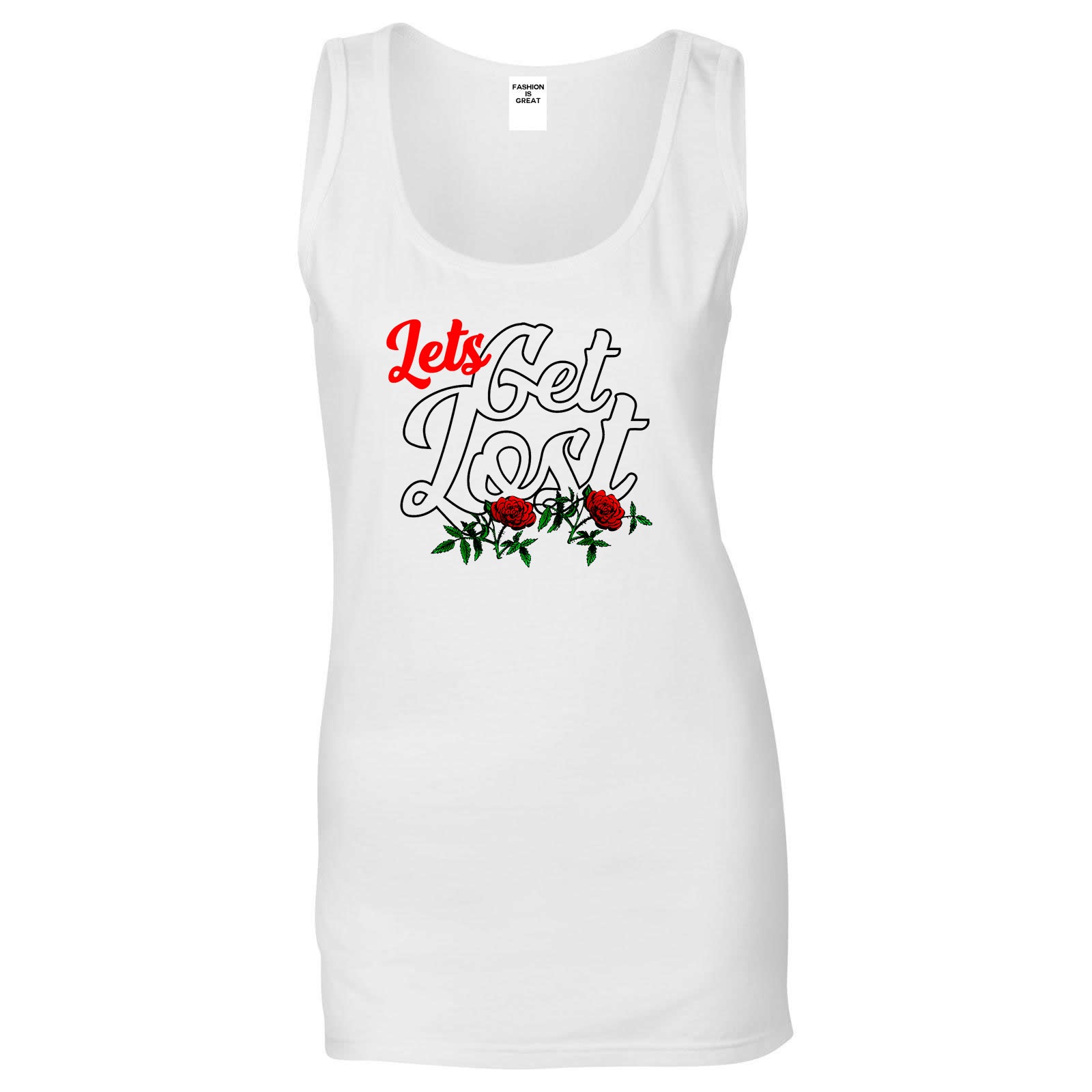 Lets Get Lost Womens Tank Top Shirt White