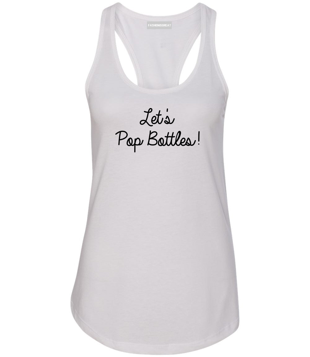 Lets Pop Bottles Wedding White Womens Racerback Tank Top
