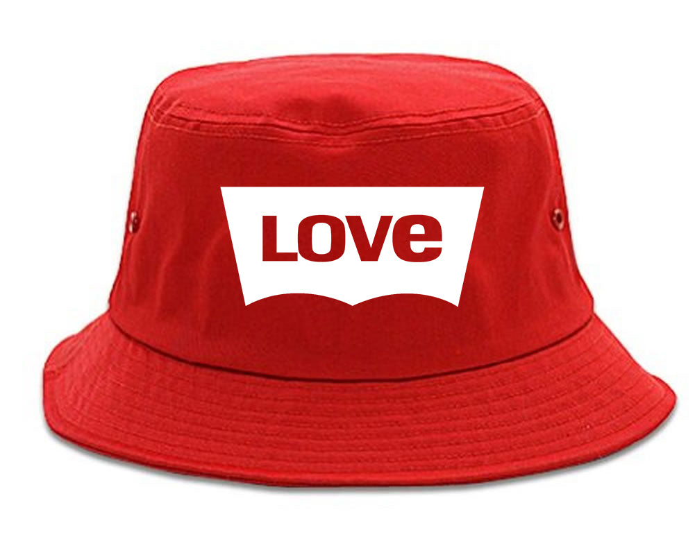 Love Jeans Logo Bucket Hat Red