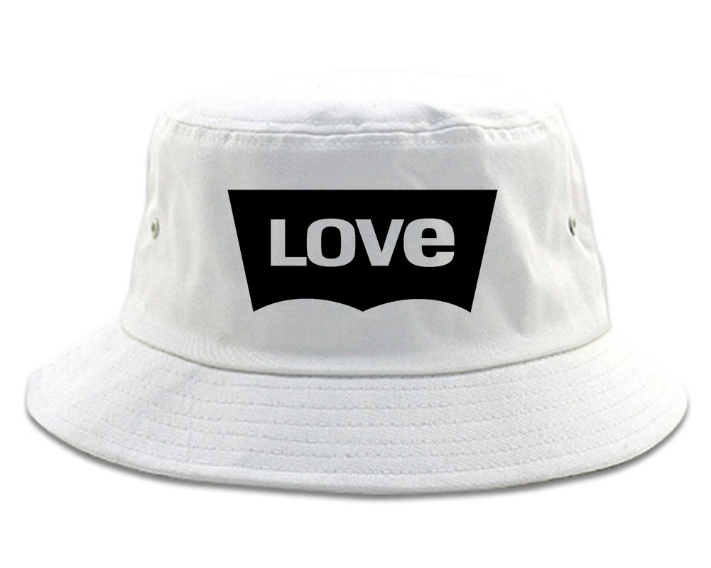 Love Jeans Logo Bucket Hat White