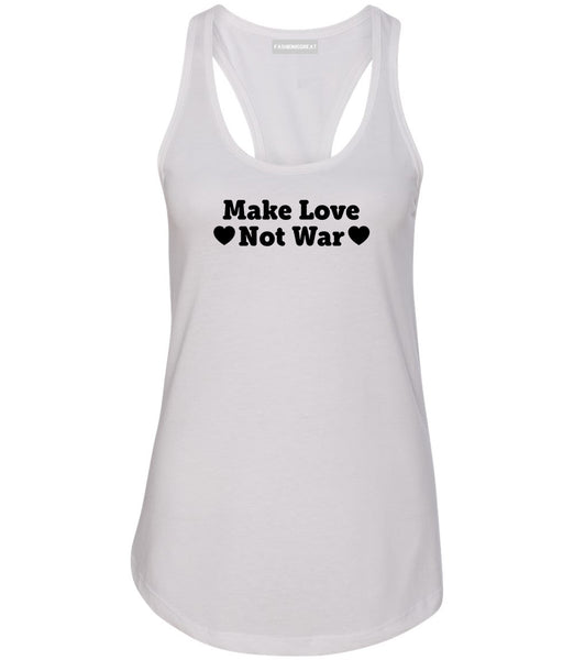 Make Love Not War Hearts Womens Racerback Tank Top White