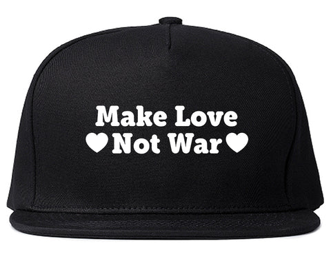 Make Love Not War Hearts Snapback Hat Black