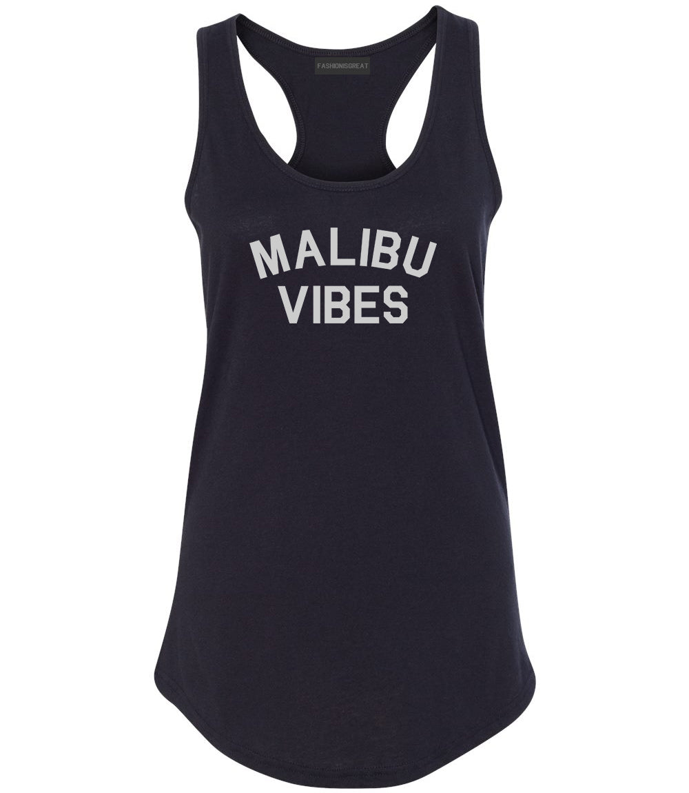 Malibu Vibes Cali California Black Womens Racerback Tank Top