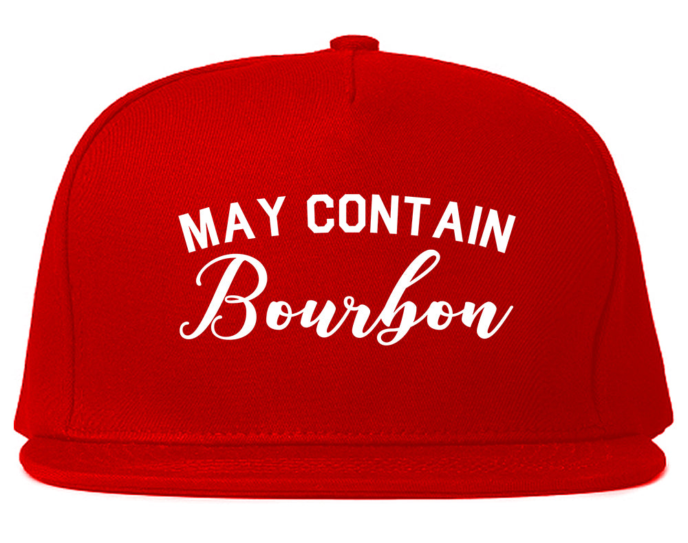 May Contain Bourbon Funny Liquor Red Snapback Hat