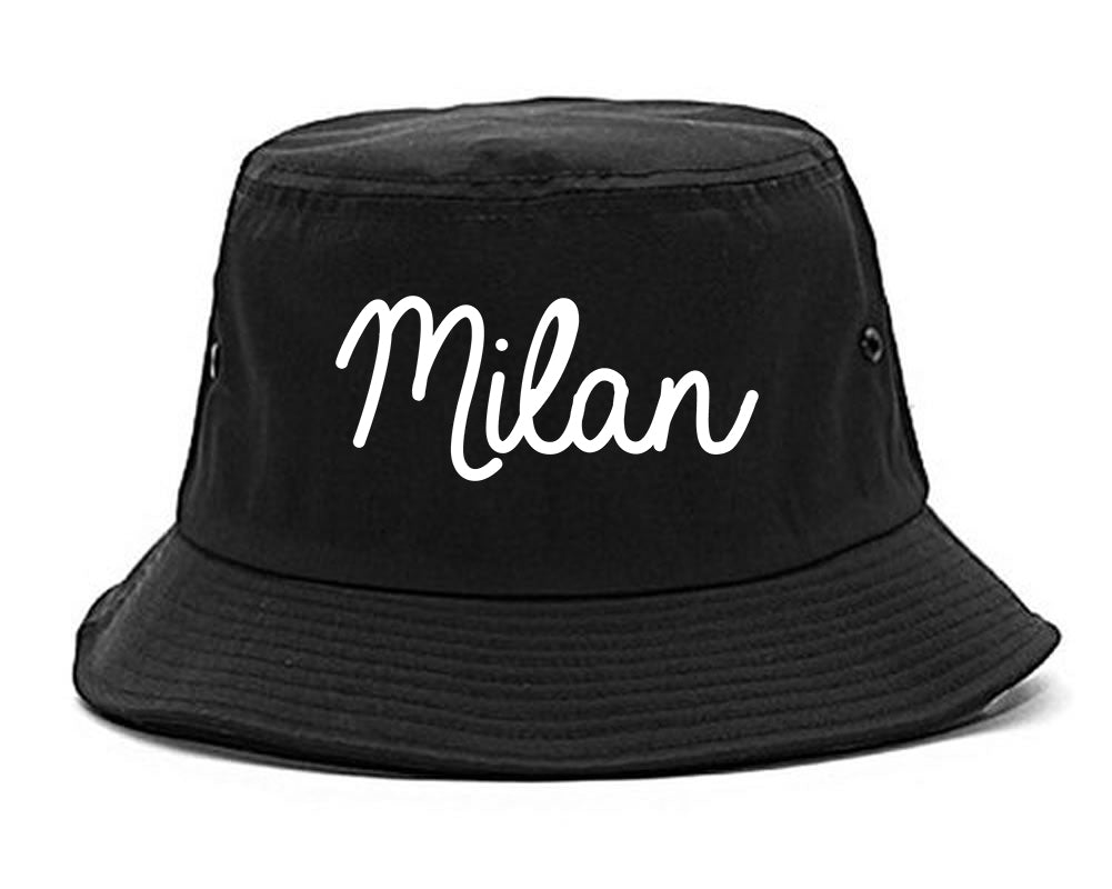 Milan Italy Script Chest black Bucket Hat
