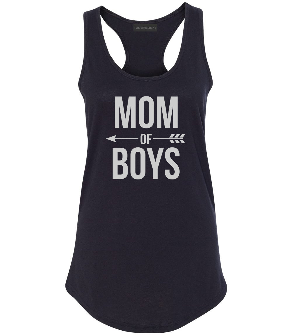 Mom Of Boys Arrow Black Womens Racerback Tank Top