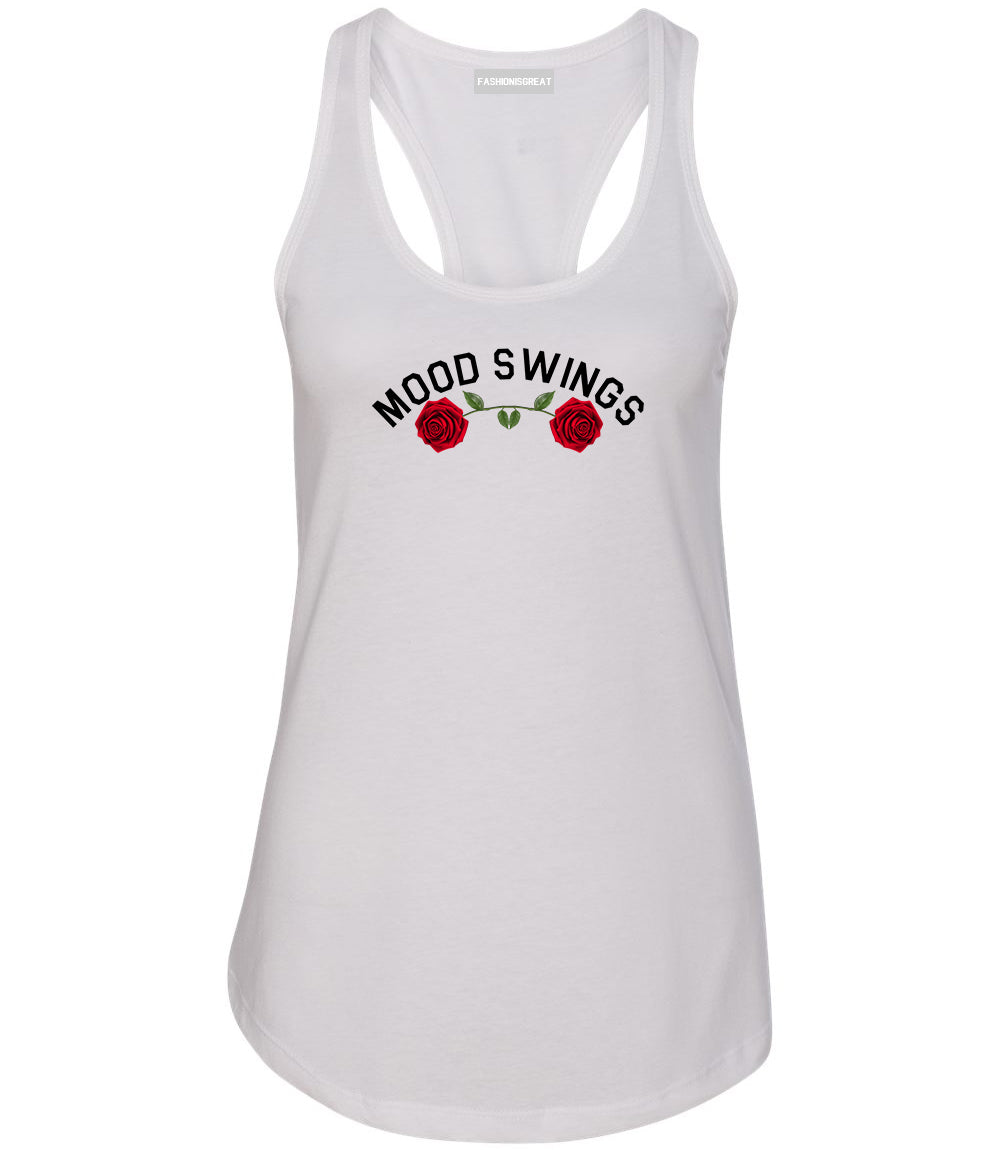 Mood Swings Roses White Womens Racerback Tank Top