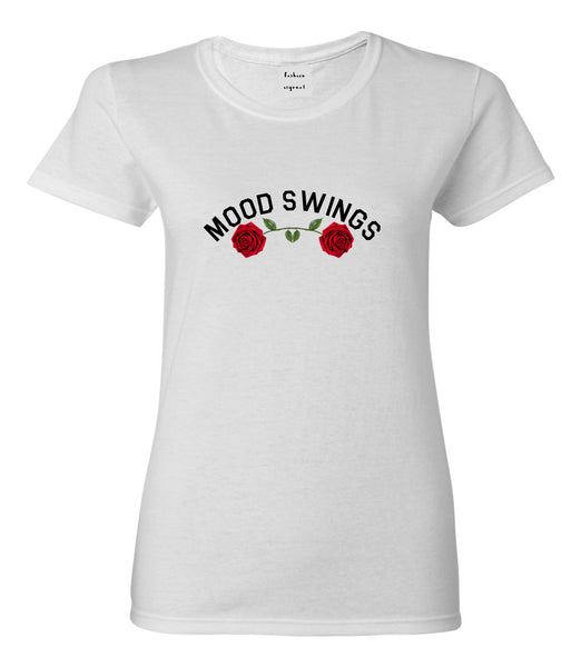 Mood Swings Roses White Womens T-Shirt