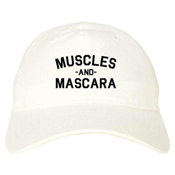Muscles And Mascara Workout Gym White Dad Hat