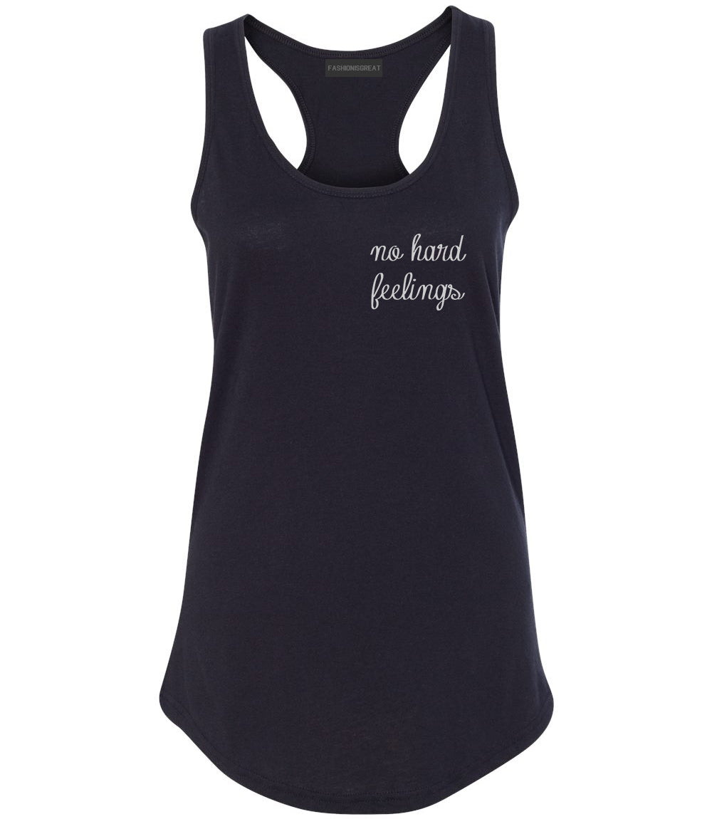 No Hard Feelings Chest Black Womens Racerback Tank Top