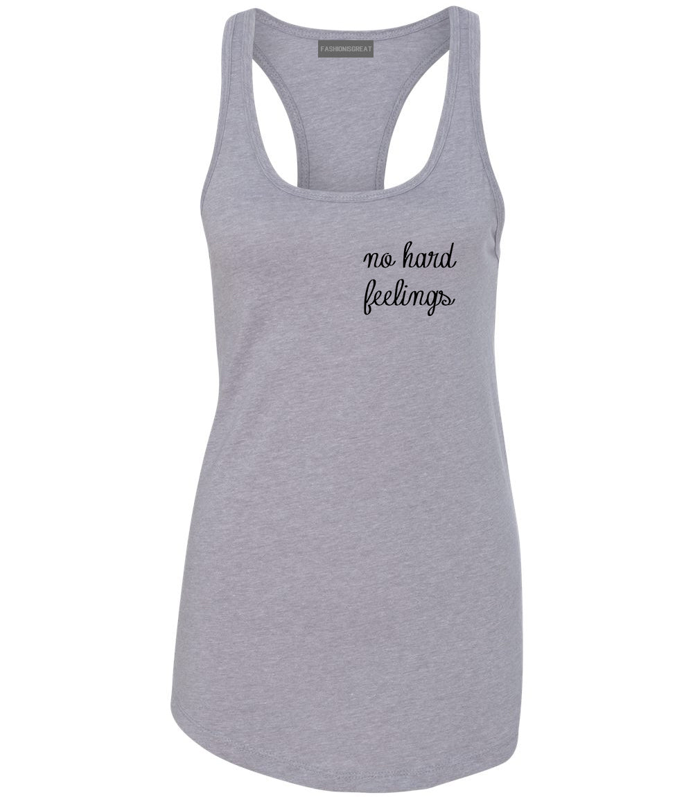No Hard Feelings Chest Grey Womens Racerback Tank Top